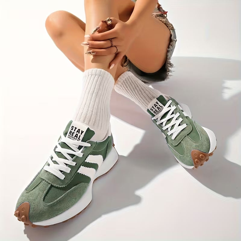 White Sneakers Women with Arch Support - Women's Retro Platform Casual Lace-Up Trainers 1