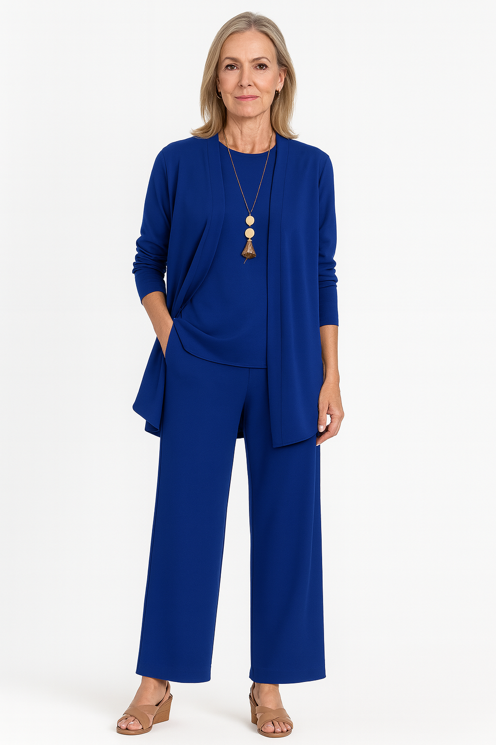 Women's 3-Piece Cardigan Set with Wide Leg Trousers - Versatile Autumn Outfit 6