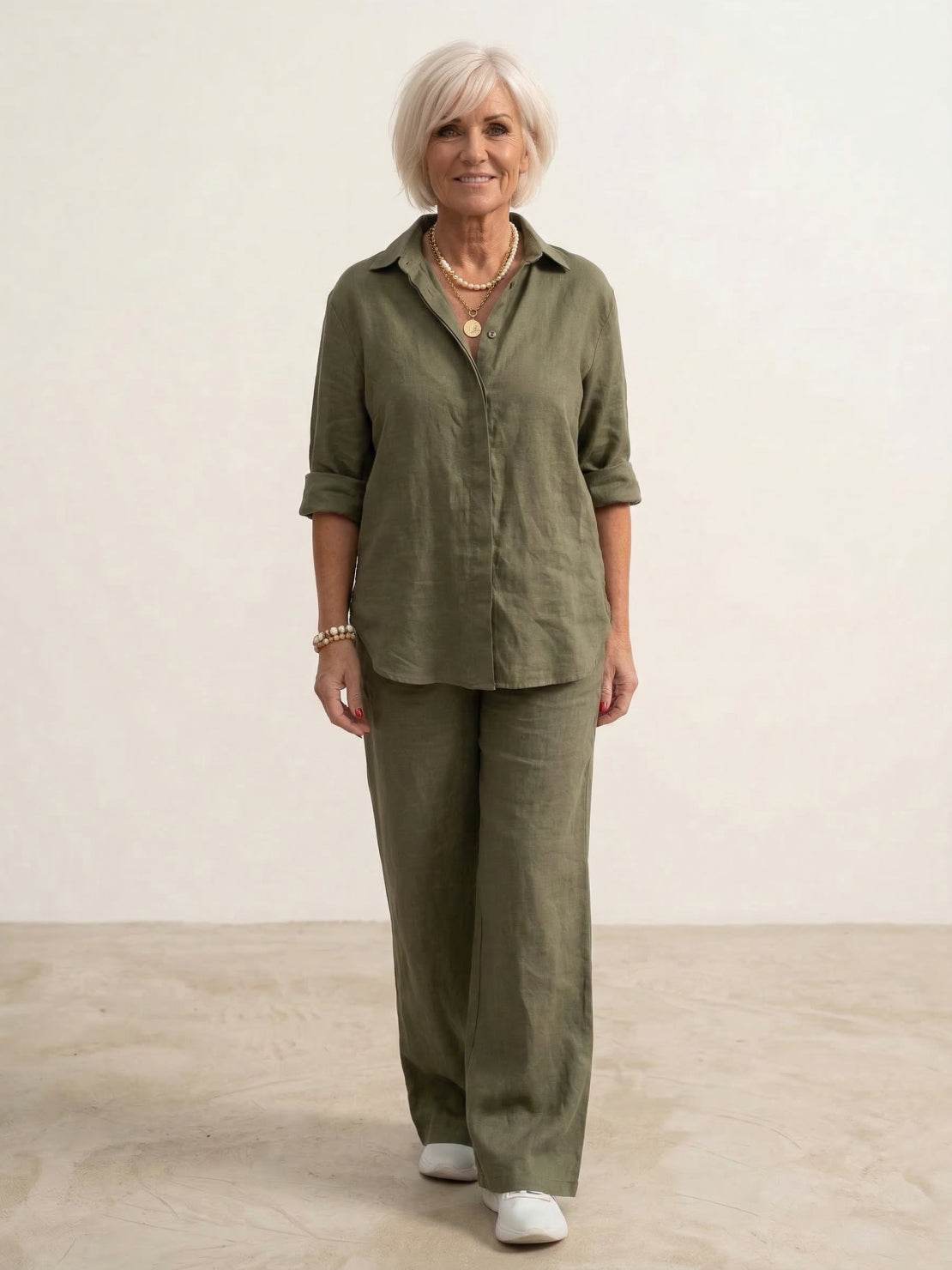 Women's Co Ord Set - Oversized Shirt & Wide Leg Trousers - Stylish Two Piece Sets for Effortless Casual Look 2