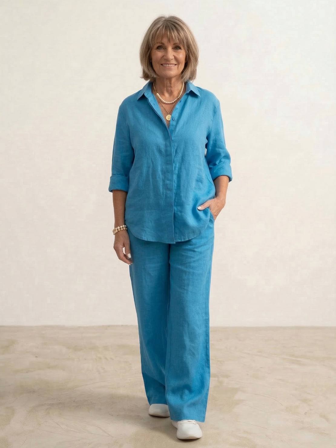 Women's Co Ord Set - Oversized Shirt & Wide Leg Trousers - Stylish Two Piece Sets for Effortless Casual Look 7