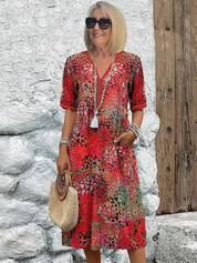 Women's Floral Midi Dress - Elegant Summer Dress for Effortless Style and Comfort 1