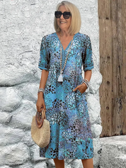Women's Floral Midi Dress - Elegant Summer Dress for Effortless Style and Comfort 2