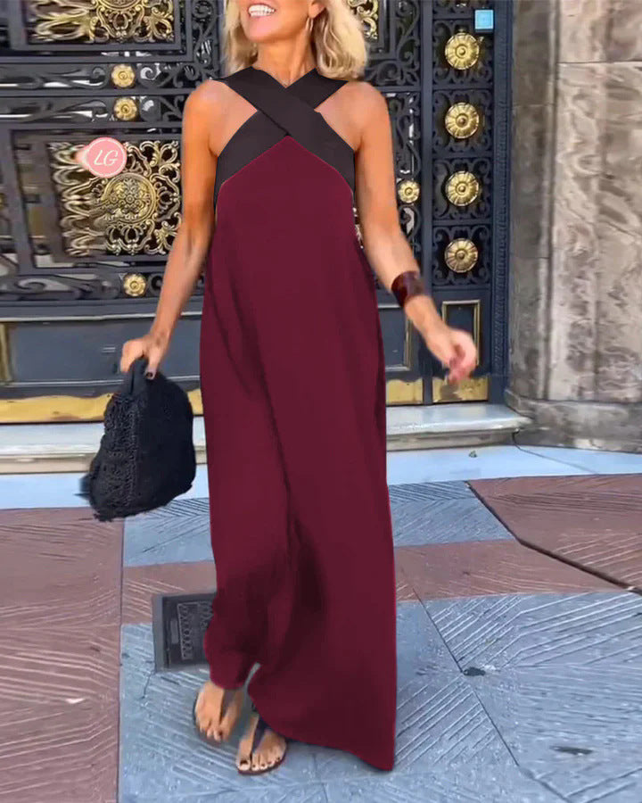 Women's Maxi Dress - Elegant Crossed Design for Breezy Summer Style 7