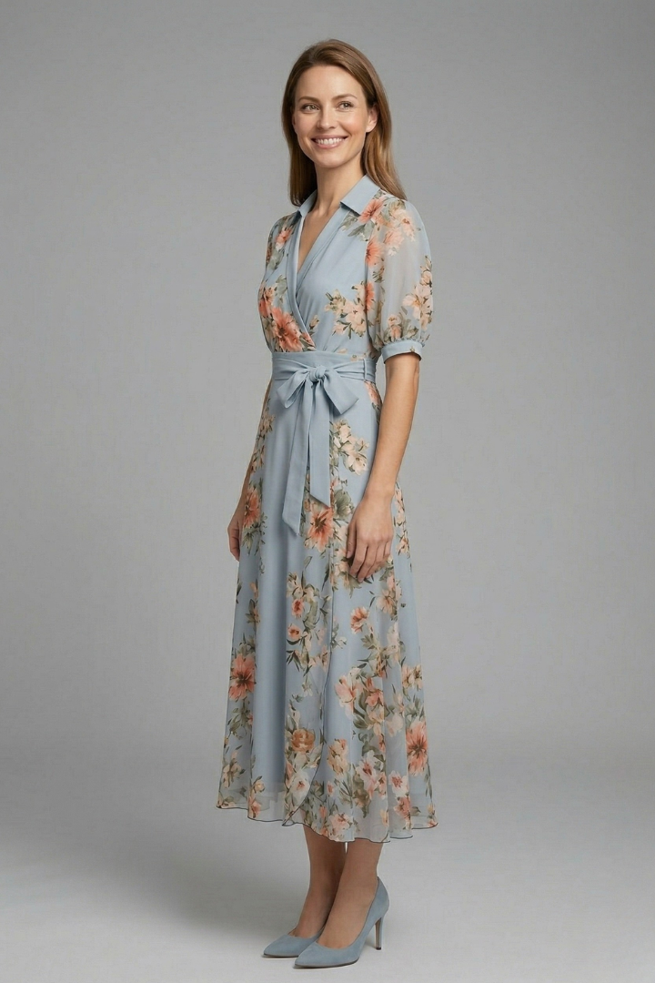 Women's Maxi Dress, Flared Wrap Dress with V-Neckline & Waist Tie, Elegant Summer Dresses for Any Occasion 2