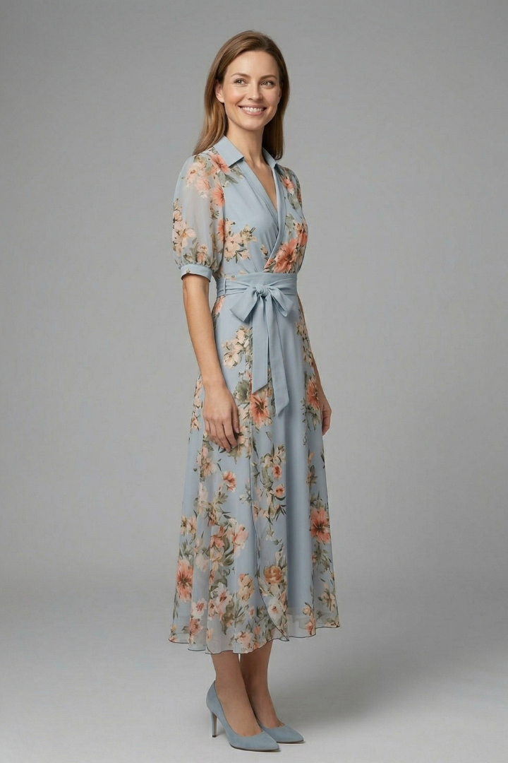 Women's Maxi Dress, Flared Wrap Dress with V-Neckline & Waist Tie, Elegant Summer Dresses for Any Occasion 4