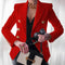 Women's Pink Double Breasted Blazer with Gold Buttons - Tailored Jacket for Elegant Style 2