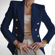 Women's Pink Double Breasted Blazer with Gold Buttons - Tailored Jacket for Elegant Style 4