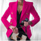 Women's Pink Double Breasted Blazer with Gold Buttons - Tailored Jacket for Elegant Style 5