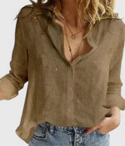 Women's Relaxed Fit Button Down Shirt with Classic Collar 9