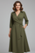 Women's Summer Midi Dress, Elegant V-Neck with Long Sleeves, A-Line Skirt for Formal or Casual Occasions 5