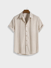 Chic Summer Corduroy Button-Up Set for Men