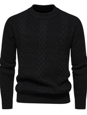 Men’s Cable-Knit Sweater - Warm Wool Blend - Regular Fit - Crew Neck Casual Wear-4