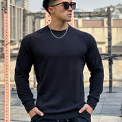 Ribbed knit crewneck sweater for men-1