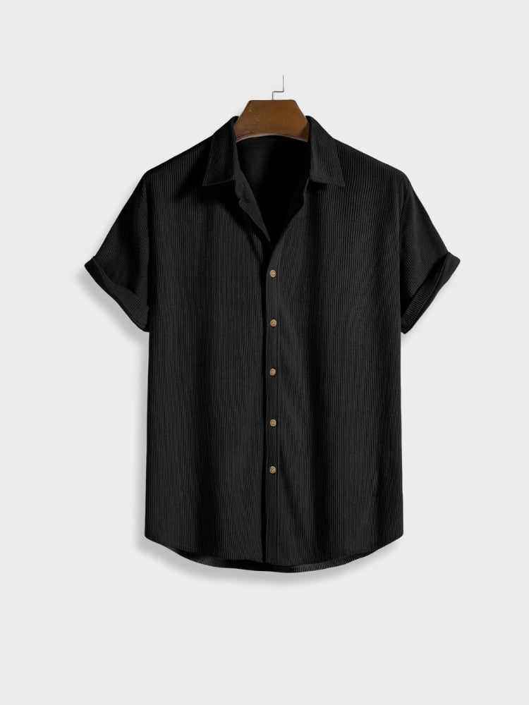 Chic Summer Corduroy Button-Up Set for Men