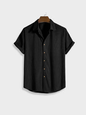 Chic Summer Corduroy Button-Up Set for Men