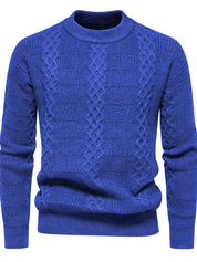 Men’s Cable-Knit Sweater - Warm Wool Blend - Regular Fit - Crew Neck Casual Wear-2