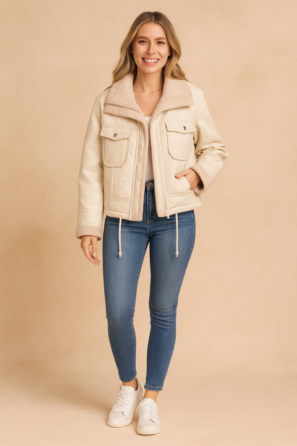 Women's short warm winter jacket | zipper