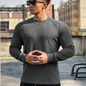 Ribbed knit crewneck sweater for men-3