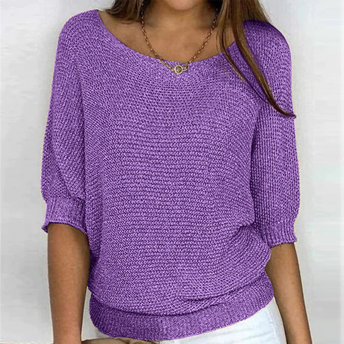 Sweater in the two -tone design made of soft knitting material for women-2