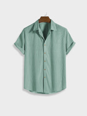 Chic Summer Corduroy Button-Up Set for Men