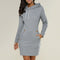 A casual hooded dress knee -length-5