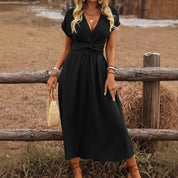 HEATHER | Elegant V-neck Long Boho Dress