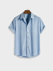 Chic Summer Corduroy Button-Up Set for Men
