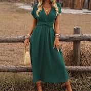 HEATHER | Elegant V-neck Long Boho Dress