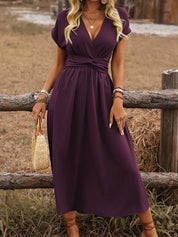 HEATHER | Elegant V-neck Long Boho Dress