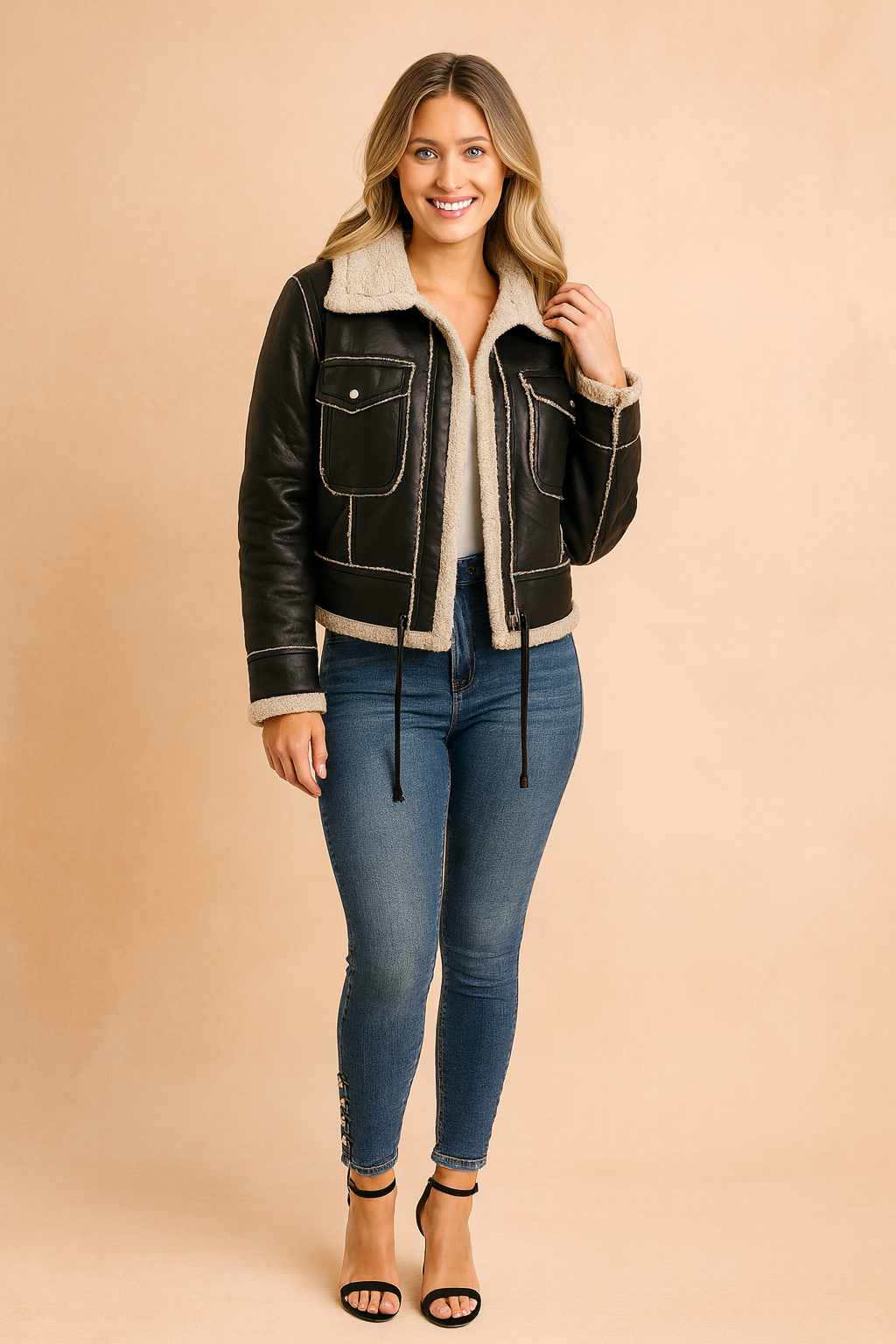 Women's short warm winter jacket | zipper