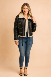 Women's short warm winter jacket | zipper